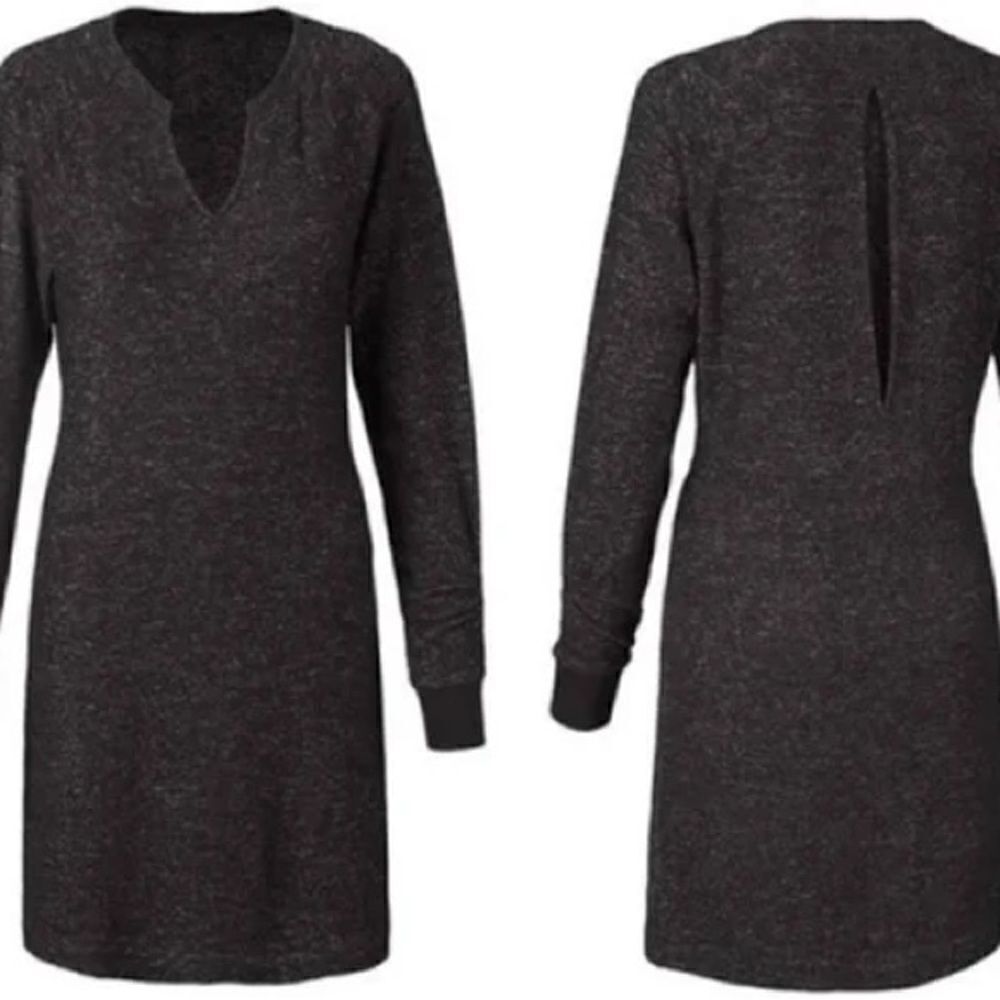 Cabi | PJ Sweater Dress Long Ruched Sleeve Black Heather Style | M 3829